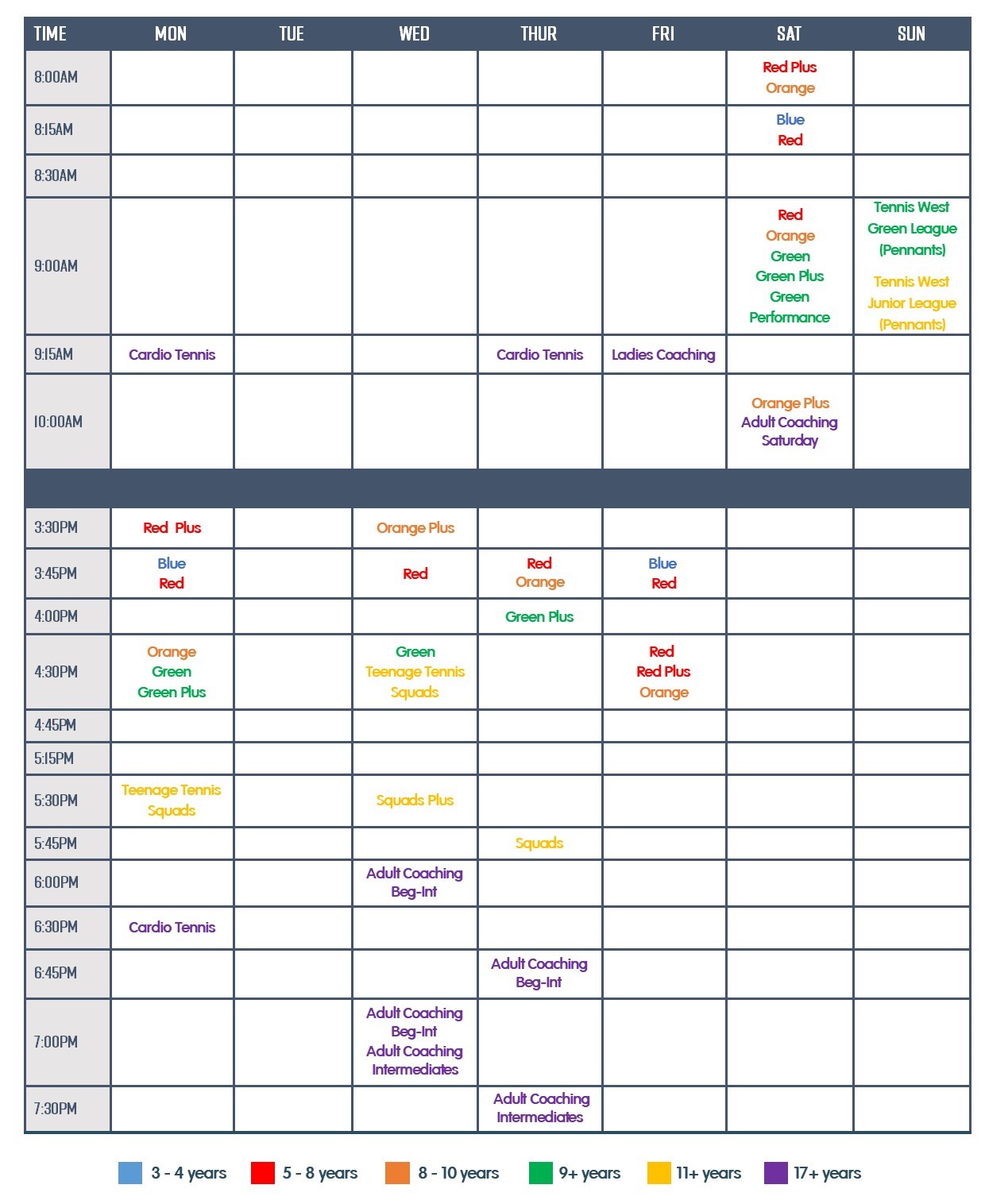 Price List - Onslow Park Tennis Club | Juniors | Tennis Factory