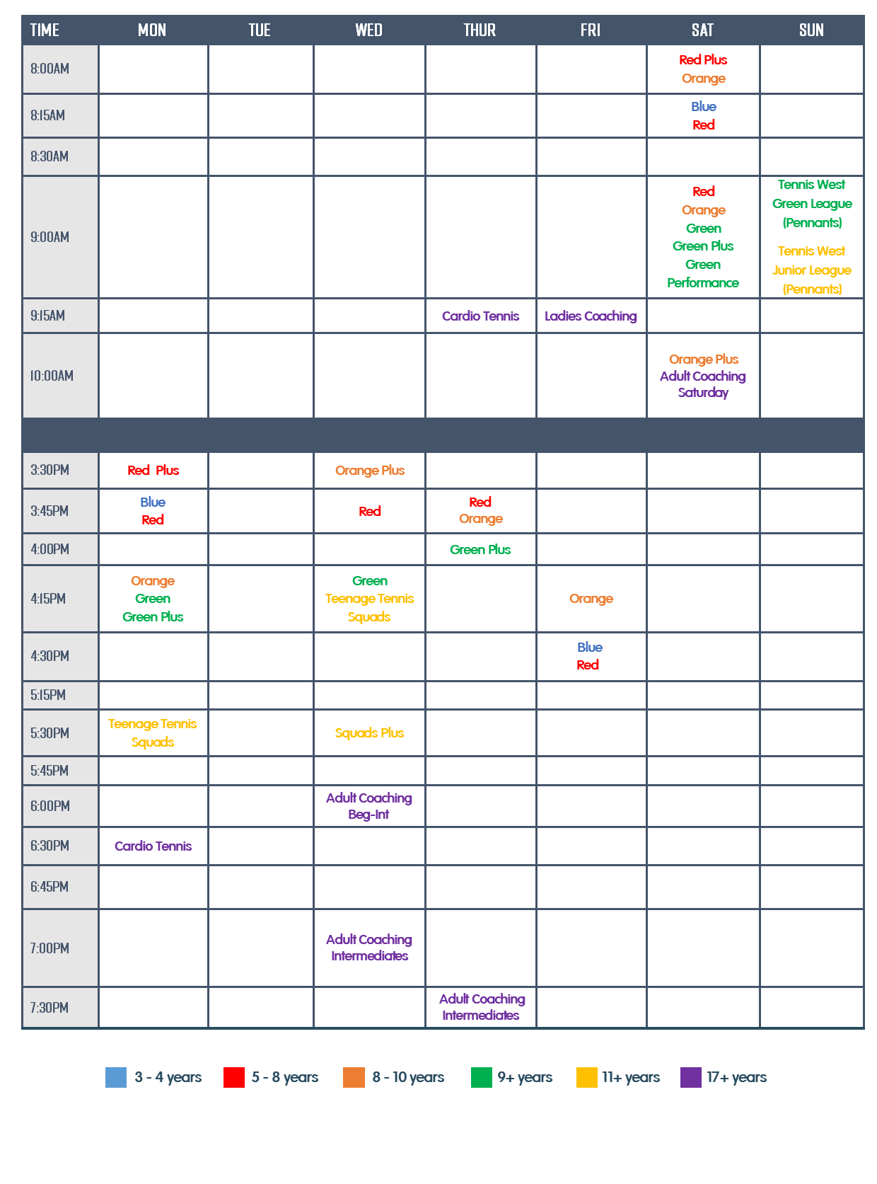 Price List - Onslow Park Tennis Club | Juniors | Tennis Factory