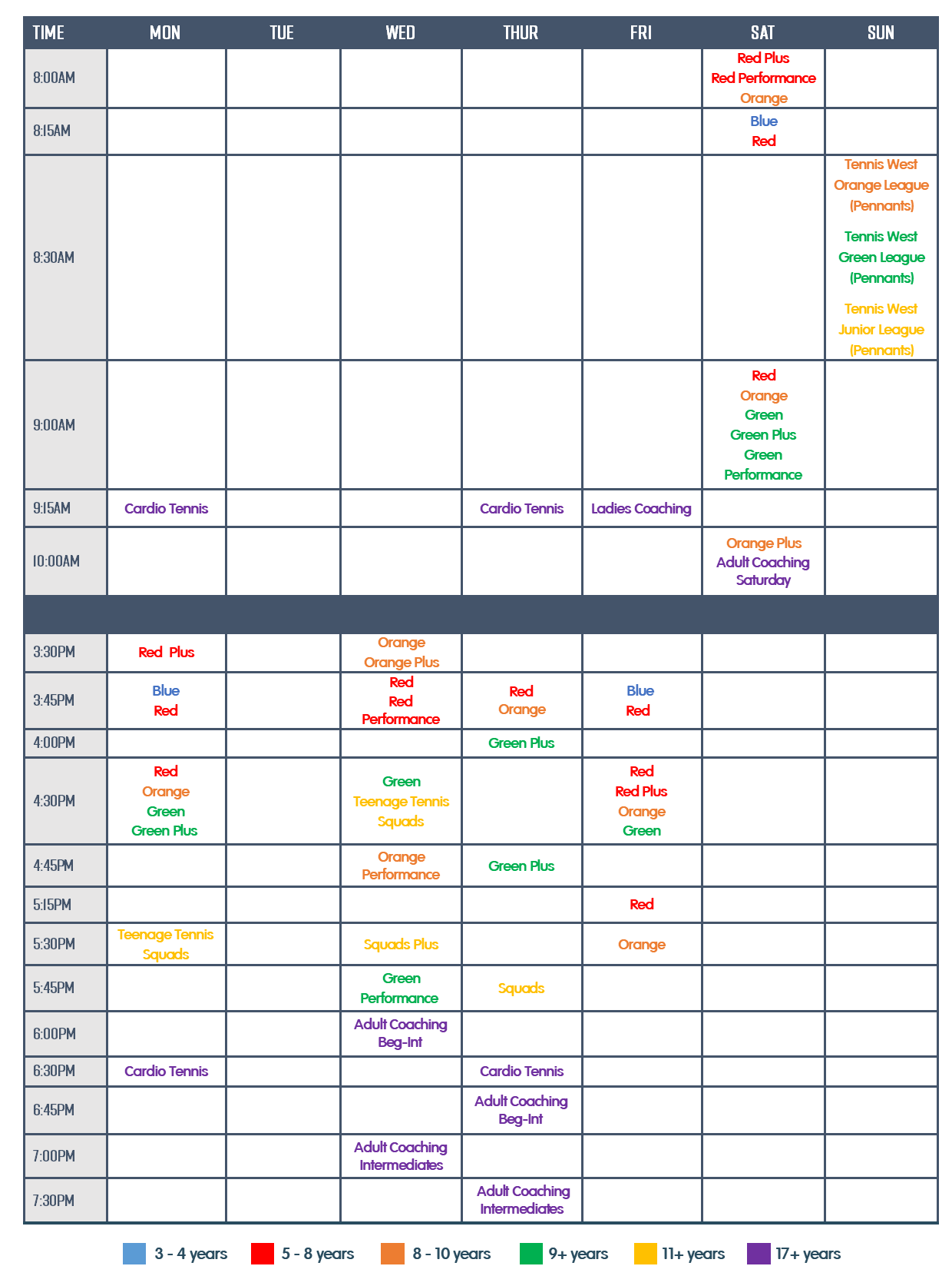 Price List - Onslow Park Tennis Club | Juniors | Tennis Factory