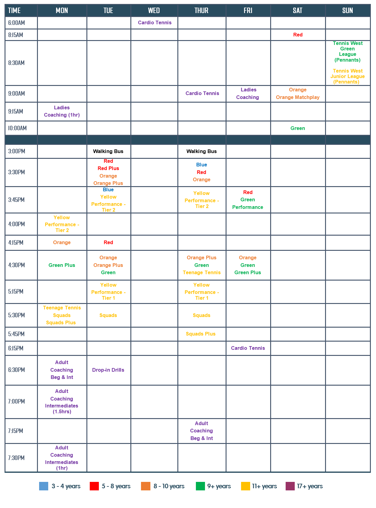 Price List - Onslow Park Tennis Club | Juniors | Tennis Factory