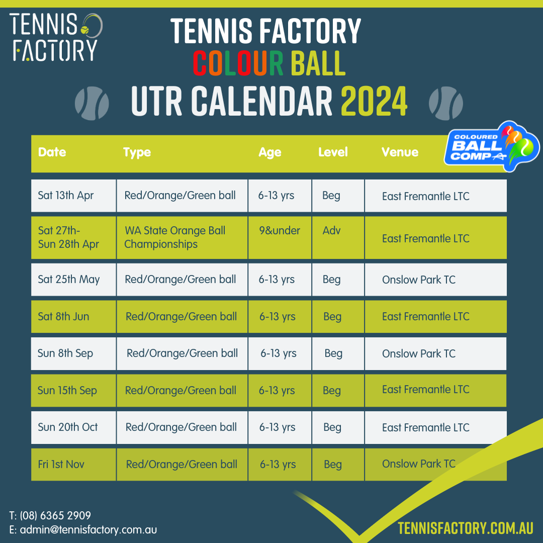 Tennis Factory UTR Calendar of Events Tennis Factory